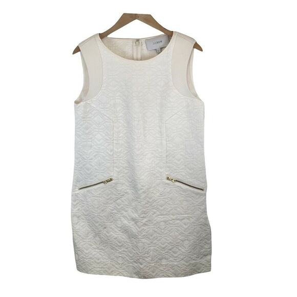 J. Crew Jacquard Cream Off-White Dress Small Zip Pocket Shift B9431 Bridal - Picture 4 of 7